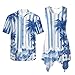 TOADDITDO Blue Palm Ocean Wave Print Mens Shorts Sleeve Shirt &Womens Sleeveless Flowy Tunic Dress Summer Beach Couples Matching Outfit His and Her Shirts or Dress Pockets