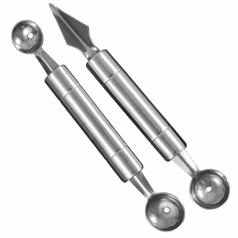 Ensemble de couteaux sphériques : ensemble de 2 couteaux sphériques et outils à découper, cuillère à melon en acier inoxydable, couteau à melon multifonction, épépineur