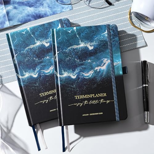 kalender 2026 - Terminplaner 2026 von Januar 2026 bis Dezember 2026, Kalender 2026 Buchkalender, Wochenplaner 2026 mit Innentasche, Elastischer Verschluss, 21.3 x 14.7cm