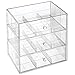 mDesign Plastic Kitchen Storage Box with 3 Drawers - Storage Box for Tea Bags, Herbal Tea, Infusion, Coffee Pod, Sugar and More - Tea Box - Transparent
