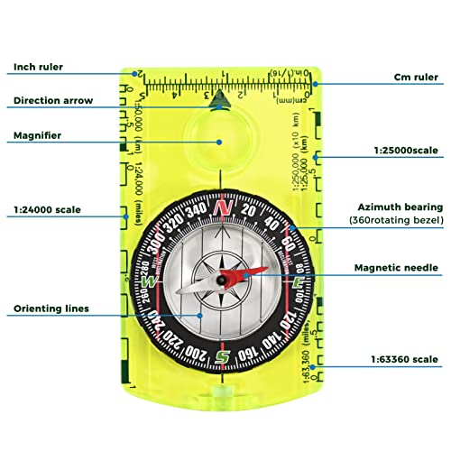 Hiking Compass For Kids, Lightweight Orienteering Compass Of Field And Exploration Survival Gear, Professional Boy Scout Compass For Outdoor And Camping Accessories #TOP1
