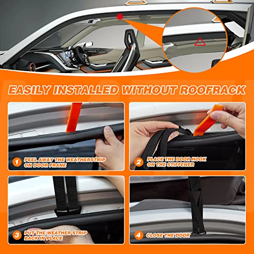 Cargo Tie Down Door Hook Straps, Two Loops Roof Rack Straps Kits Universal For Car Roof Bag, 6 Straps Compatible With Most Car Top Luggage, Waterproof, More Solid, Registered Patent #TOP1