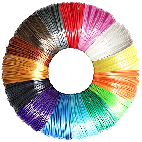 DO3D 15 Bright Colors 1.75mm 3D Pen Silk PLA Filament Refill, Each Color 4m, Total 60m 3D Printer Silk PLA Sample Pack, Compatible with FDM 3D Printer and 3D Pen, Not Support for 3Doodler Pen