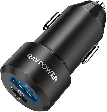 RAVPower Cargador de Coche Rapida USB C 24W 4.8A con Puerto Tipo C y Micro USB Adaptador Mechero Coche con Tecnologia iSmart para iPhone, iPad, Samsung Galaxy, LG Nexus, Blackberry y M?s ? Negro RAVPower Cargador de Coche Rapida USB C 24W 4.8A con Puerto Tipo C y Micro USB Adaptador Mechero Coche con Tecnologia iSmart para iPhone, iPad, Samsung Galaxy, LG Nexus, Blackberry y M?s ? Negro