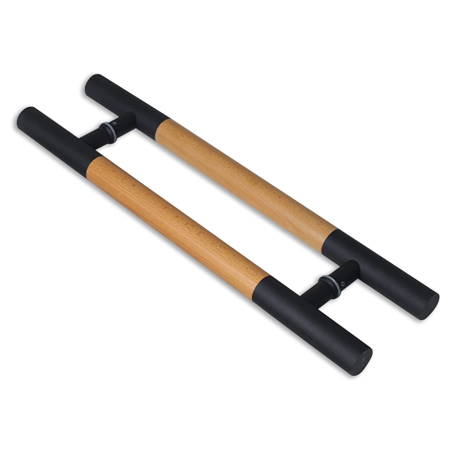 CWCQGH Door Pull Glass Door Push Handle Wood & Stainless Door Konbs,Round Kitchen Doors Commercial Doors Handles,for Home Entry Store Garages Cabinet,Black-100cm/39inch