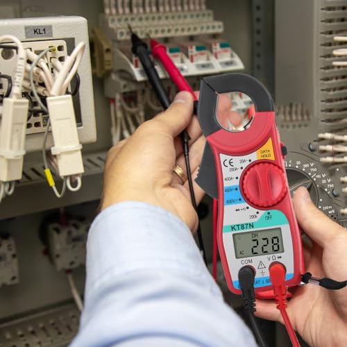 Image of Digital Clamp Meter, Multimeter Tester Voltage Tester Clamp Meter DC AC Ammeter LCD Display Electrical Tester Non Contact Auto Ranging Counts Measures for Current Temperature Capacitance Resistance