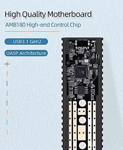 Image of Tobo USB C to M.2 NVMe SSD Tool-Free Enclosure Reader, USB 3.1 /3.2 Gen 2(10Gbps) to NVMe PCI-E M-Key Solid State Drive External Adapter Support UASP Trim (Fits only NVMe SSDs 2242 /2260 /2280) (M.2-To-NVMe-EZCAST) TD-405HS
