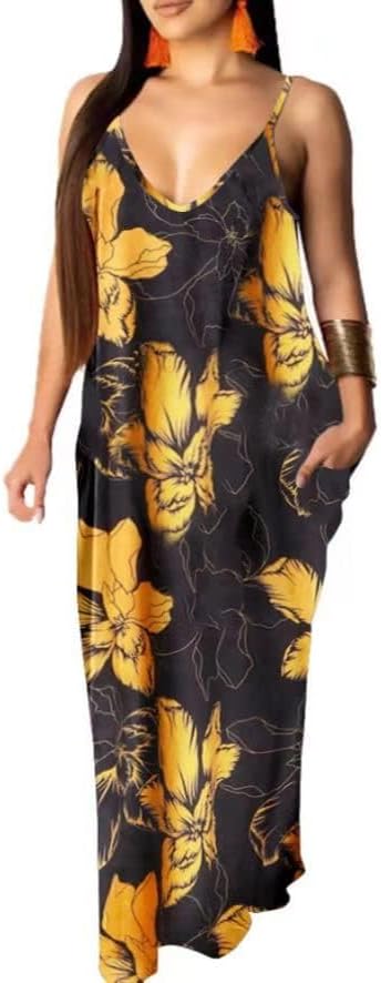 BOGURST Women's Casual Summer Maxi Dresses Sleeveless Adjustable Spaghetti Strap Loose Plus Size Dresses - Image 2