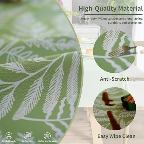 HOMOHEINI Rectangle Table Cloth,100% Waterproof Tablecloth Oil Proof Spill Proof Vinyl Table Cloth, Wipe Clean Plastic Table Cover for Dining, Camping, Indoor and Outdoor 54" x 120",Green Leaves by HOMOHEINI - Used condition - Image 3