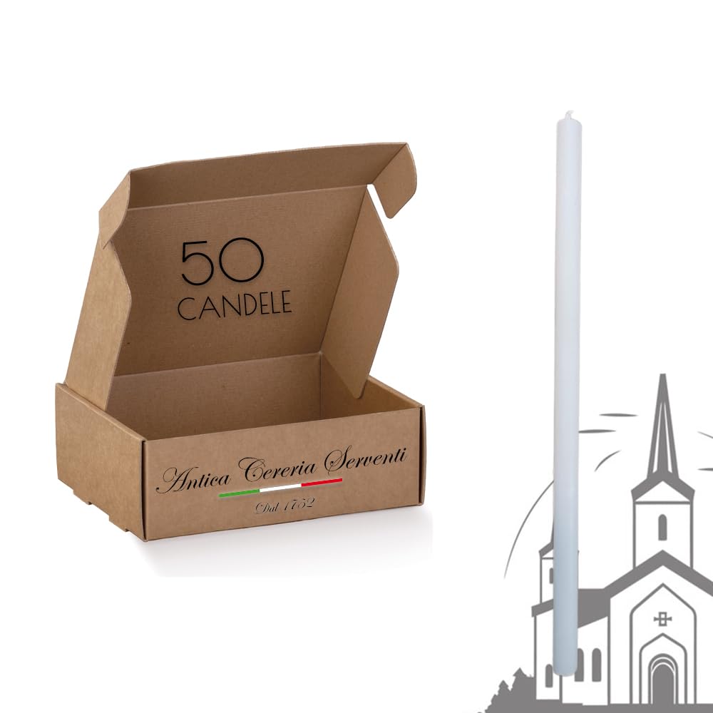 Candele Votive Confezione da 50pz Normali Bianche Per Chiesa 14x30 Antica Cereria Serventi Made in Italy