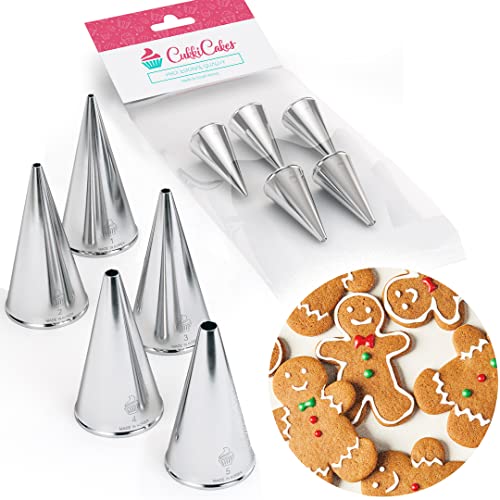 CukkiCakes Kit de 5 douille à pâtisserie pros pour dessiner et écrire sur biscuits, gâteaux et cupcakes (numéros 1, 2, 3, 4 et 5) - Compatible avec poche...