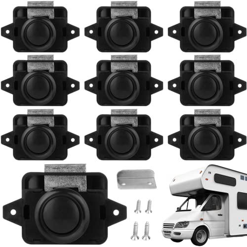 Toyosport Wohnmobil Schlösser,Push Button Catch Door Lock,Cabinet Locks,Door Locker,The Van Taste Schubladen Verriegelung Camping Schubladen Verschluss-Keyless Door Drehschloss(10 Stück) Cover