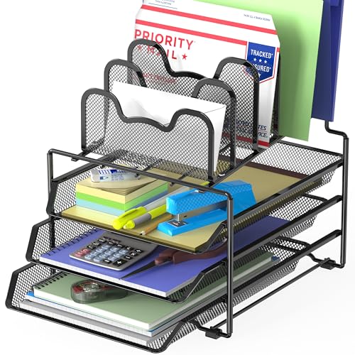 Simple Houseware Desk Organizer with 3 Sliding Tray and 5 Stackin...