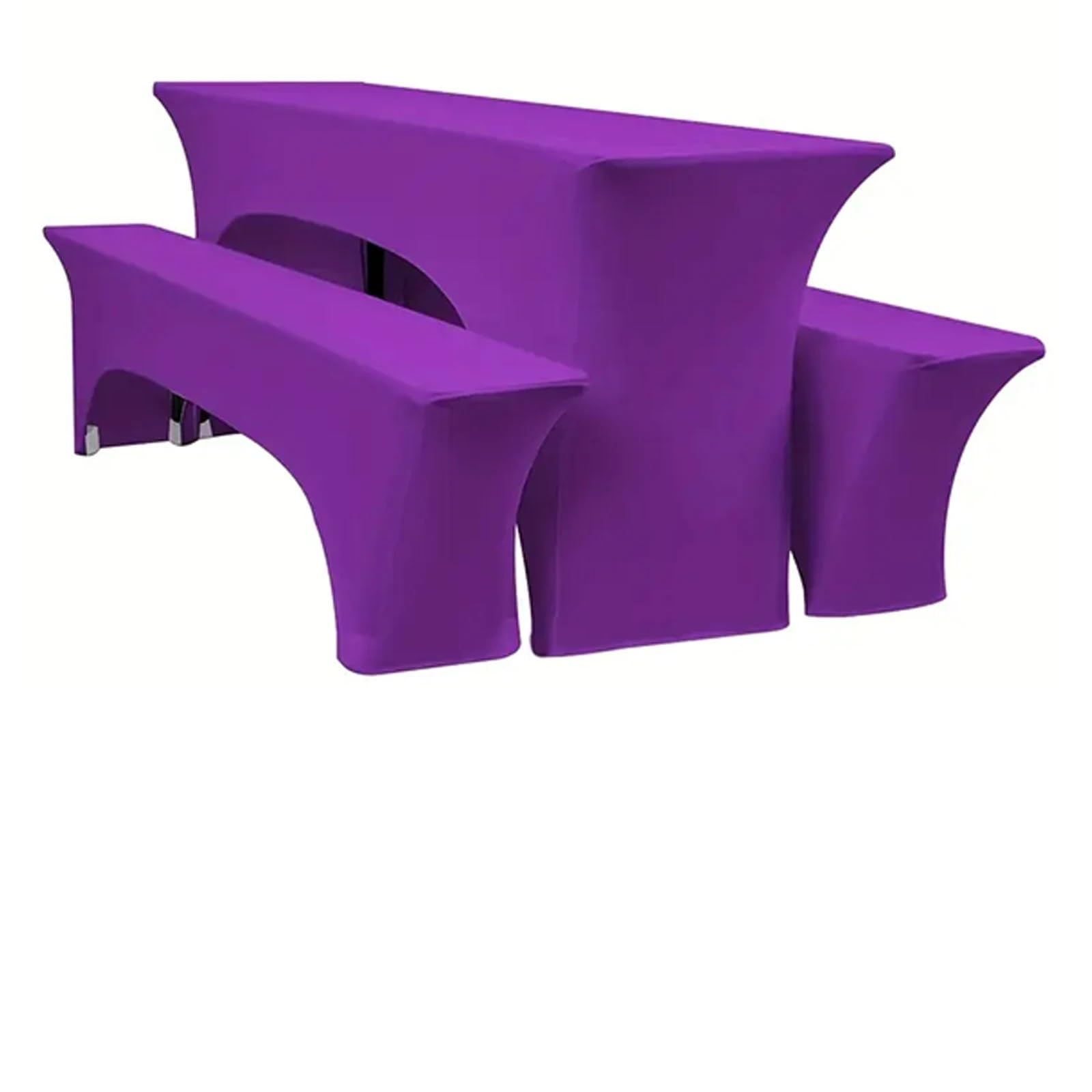 SUBLXPoten Cocktail Table Cover 3Pcs Spandex Table Cover Open Back Fitted Polyester Tablecloth Stretch Washable Tablecover Toppers for Home(Purple,50x220cm)