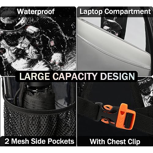 Astronaut Clear Backpack Stadium Approved Waterproof Stadium Bag See Through Clear Bags for Concert Work Sport Event3