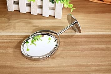 Mini Stainless Steel Two-Sided 2X Magnification Personal Portable Makeup Mirror Swivel Round Facial Mirror (oval mirror)