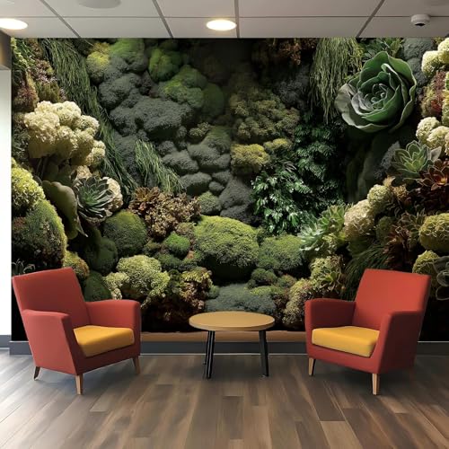 Papel pintado 3D fotorrealista para pared de plantas vivas, exuberante vegetación, jardín vertical para decoración de dormitorio/sala de estar, panel de poliéster, mejora del espacio comercial (largo