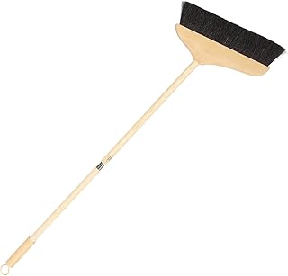 jojofuny Horsehair Hand Brush Push Broom Brush for Shop, Deck, Garage, Concrete,Indoor and Outdoor Broom