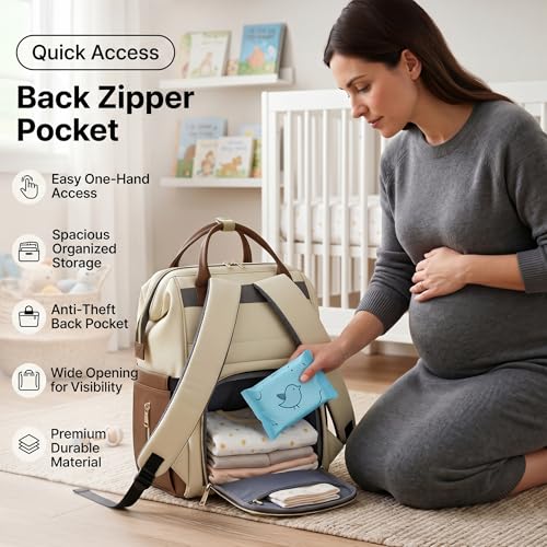 Image of StarAndDaisy Diaper Bag for Mothers for Travel - 27L Lightweight Waterproof Leatherite Diaper Bag /Baby Bag for Mother Travel with 15 Multi-Purpose Pockets & Quick Access Diaper Pocket