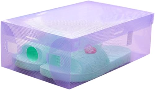 Shamoluotuo - Cajas apilables para zapatillas con tapa de plástico transparente plegable organizador de cubo de almacenamiento para hombres y