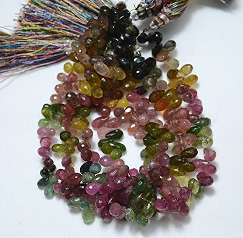 Tourmaline perles gouttes de qualité supérieure taillées en briolettes facettées de 5x8mm