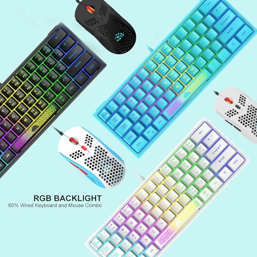 Image of XINMENG 60% Gaming Wired Keyboard And Mouse Combo Samll Mini RGB Backlight Mechanical Feeling And Honeycomb Optical Mouse, Mouse Pad For Gamers And Typists