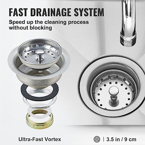 VEVOR Stainless Steel Prep & Utility Sink, 1 Compartment Free Standing Small Sink Include Faucet & legs,commercial Single Bowl Sinks for Garage, Restaurant, Kitchen, Laundry