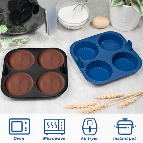webake Mini Tart Tins for Air Fryer 4 Pcs 3 inch Silicone Quiche Mould Tart Pan Quiche Tins Tartlet Moulds Airfryer Baking Mould - Image 4