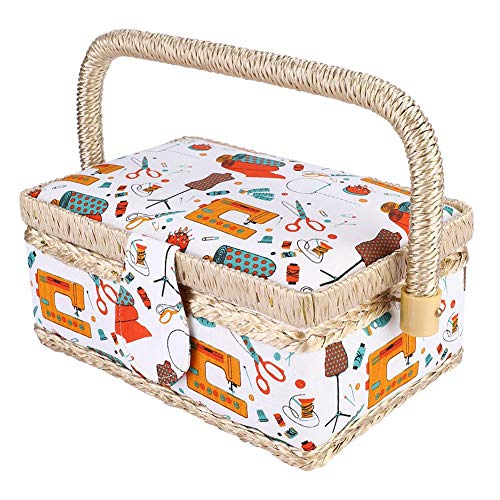 Sewing Basket, Sewing Basket Kit Sewing Storage Organizer Sewing Organizer Box Sewing Basket Organizer, for Scissors Threads - Image 3