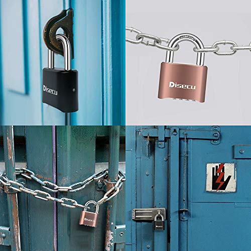 Disecu 4 Digit Heavy Duty Combination Lock Outdoor Waterproof Padlock 1.3 Inch Shackle For Gate, Fence, Gym Locker, Sports Locker (Black) #TOP4