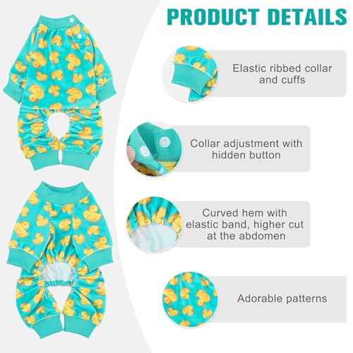 Image of BEAUTYZOO Dog Pajamas, Soft Stretchy Fleece Puppy Sweater for XX-Large Dogs | Velvet Jumpsuit for Girl Boy Puppies, Breathable Pet Pjs, Warm Jammies Onesies in Cold Weather, Duck, Green XXL