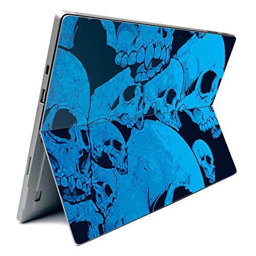 Image of MightySkins Carbon Fiber Skin for Microsoft Surface Pro 7 - Blue Skulls | Textured Carbon Fiber Finish | Easy to Apply, Remove, and Change Styles | Made in The USA