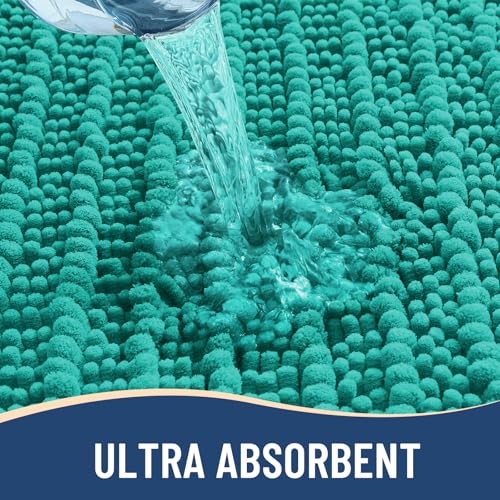 Image of Arotive Luxury Bathroom Ruuner Rugs 30x17, Extra Soft Thick Absorbent Shaggy Chenille Bath Rugs, Machine Wash Dry, Bath Mats for Bathroom Floor, Tub and Shower, Home Decor Accessories, Teal