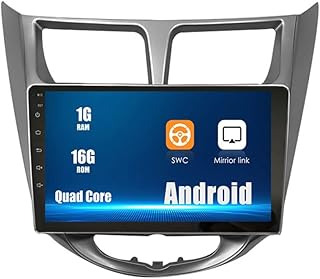Android 10 Autoradio Car Navigation Stereo Multimedia Player GPS Radio 2.5D Touch Screen forHyundai Verna/Accent/Solaris 2010-2016 Silver Quad Core 1GB Ram 16GB ROM