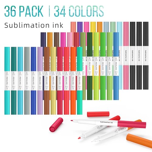 Image of REALIKE Dual Tip Infusible Pens Compatible with Cricut Maker 3 /Maker 4 /Maker /Explore 3 /4 /5 /Air 2 /Air, 36 pcs Dual Tip Sublimation Markers Pens Set for Mug Press /Heat Press (0.4 Tip & 1.0 Tip)