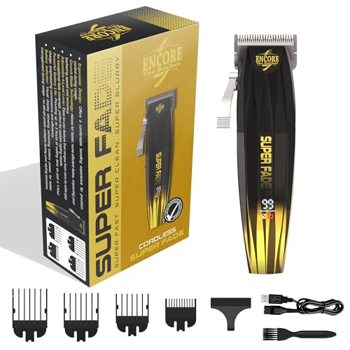 Super-Fade-Professional-Hair-Clipper-for-Barbers-Fast-Clean-Blurry-Fades-Four-Click-Lever-Whisper-Quiet-Rechargeable-Cordless-Over-90-Minutes-Run-time-Crunchy-Blade