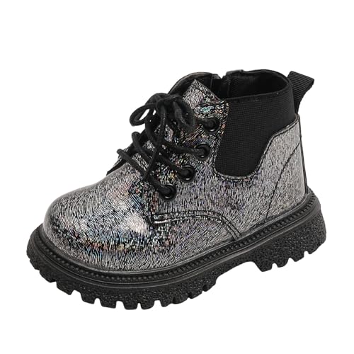 IWIHMIV Girls Riding Boots Kids Girls Lace Up Ankle Boots Chunky Low Block Heel Dress Booties Non Slip Winter Shoes With Zipper4