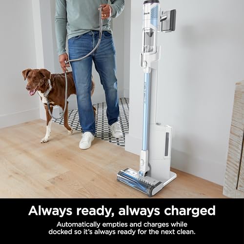 Image of Shark Detect Clean & Empty | Lightweight Cordless Vacuum Cleaner with Auto-Empty System | HEPA Filter, Portable Handheld Attachment, Powerfins Brushroll | Cloudy Blue | IW4624
