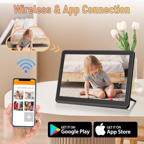 Image of WiFi Digital Picture Frame, 8-Inch Smart Photo Frame with IPS Touch Screen, Easy Setup & Instant Sharing via App, Auto-Rotate, 32GB, Wall-Mountable Electronic Frame for Home Decor