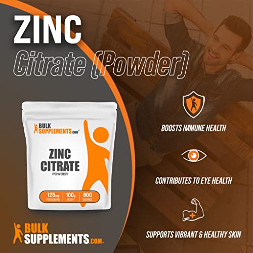 Bulksupplements.com Zinc Citrate Powder - Zinc Supplements - Pure Zinc - Elemental Zinc - Zinc Mineral Supplements - Zinc Supplement - Zinc Pure - Pure Zinc Supplements (100 Grams - 3.5 Oz) #TOP2