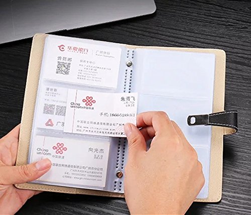Office Business Card Organizer Book Folder Hold 180 Cards Portable Travel Credit Card Case PU Leather Booklet Holder (Navy Blue)