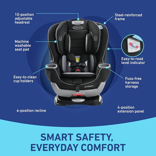 Image of Graco Extend2Fit Convertible Car Seat, Spire, Safe and Comfortable Ride Designed for Growing Children