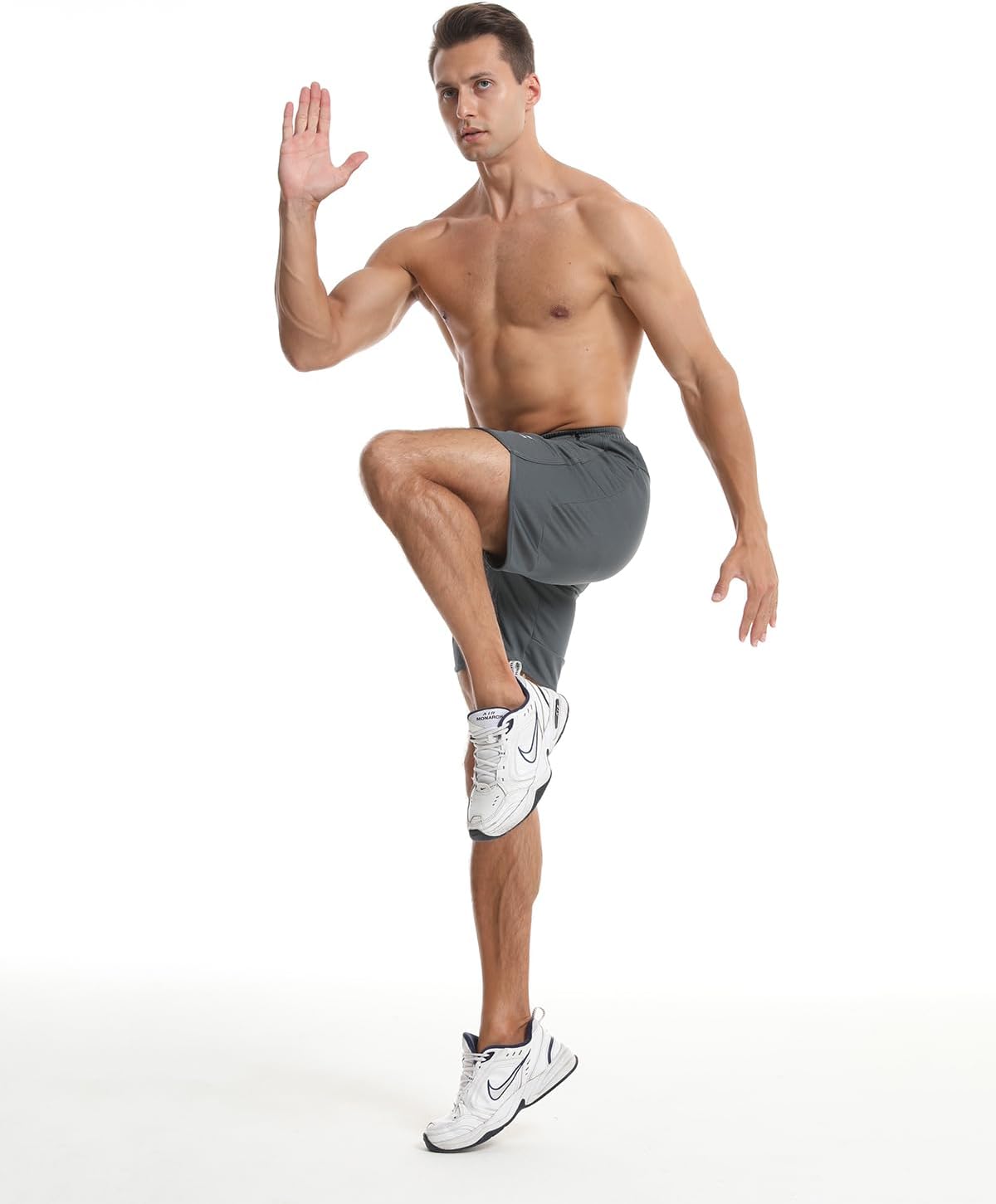 Men's Sports Shorts Running Gym Training Shorts with Zipper Pockets 8