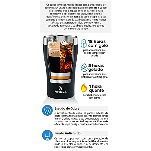 Copo Térmico Arell Tulip 500 Ml Preto