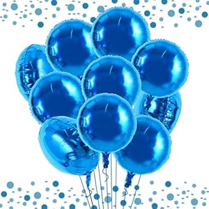 TONIFUL 30Pcs 18 Inch Round Balloons Large Blue Round Shape Foil Balloons Big Blue Round Helium Mylar Balloons for Birthday Wedding Baby Shower Anniversary Engagement Party Decorations Supplies