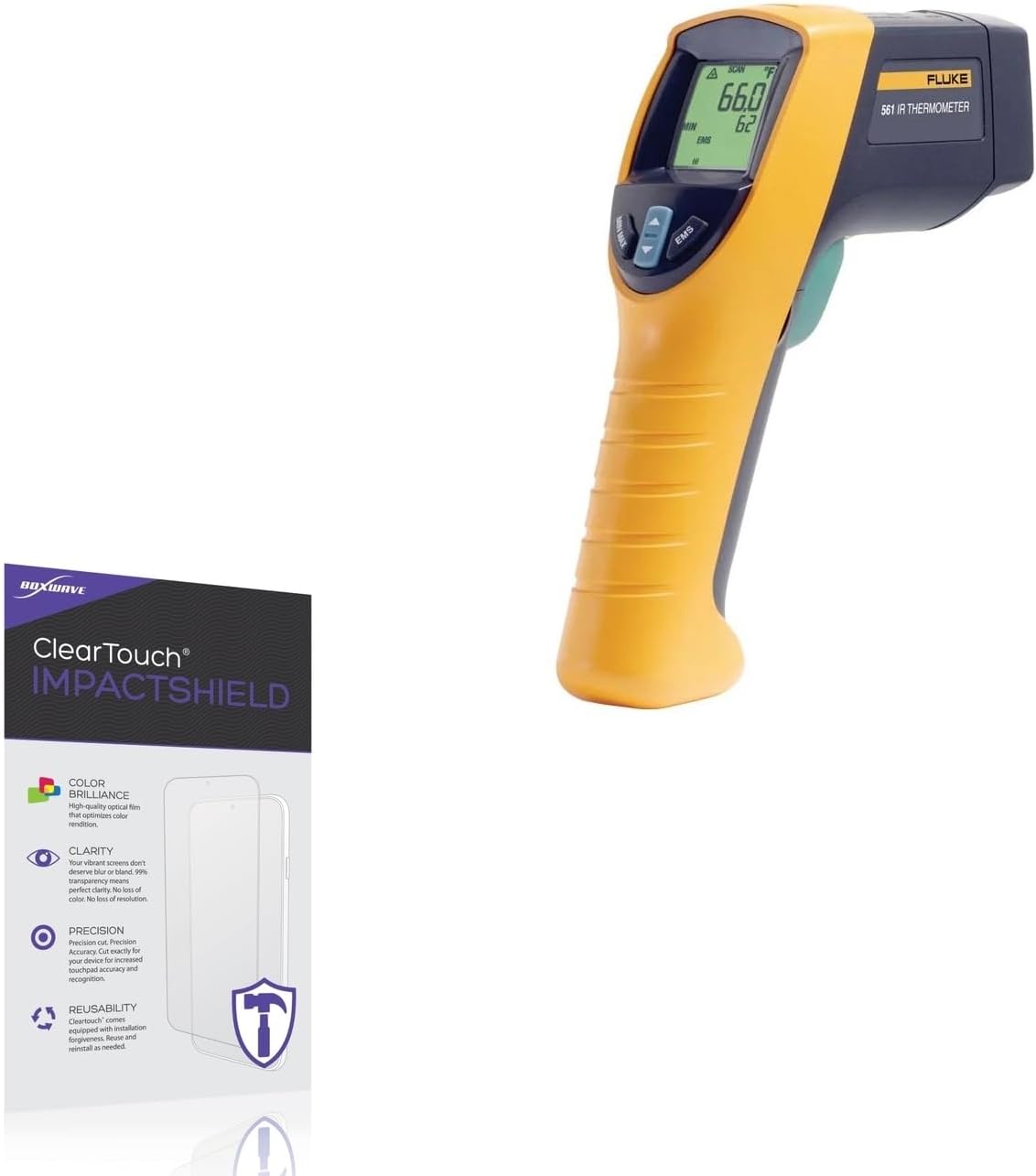 BoxWave Screen Protector Compatible with Fluke 561 HVAC - ClearTouch ImpactShield (2-Pack), Impenetrable Screen Protector Flexible Film