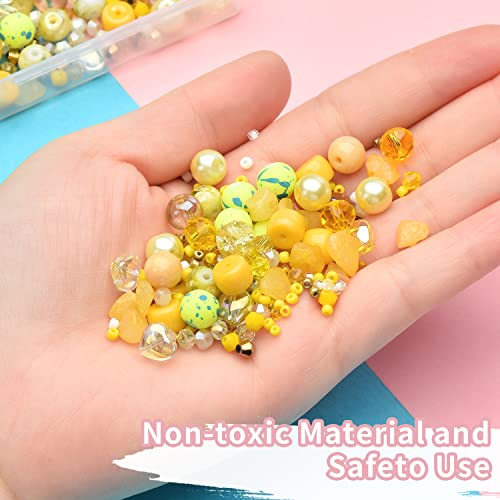 Image of Rired 27 Yellow Glass Beads for Bracelet kit, 900pcs Crystal Beads for Jewelry Making Include 8mm Round Assorted Beads with Bicone /and Seed Beads for Craft, Necklace, Earring and Phone Chain