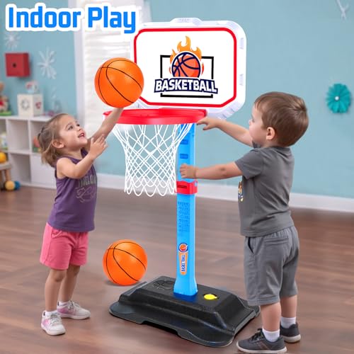 Image of Toddler Basketball Hoop for Kids 1-3, Mini Adjustable Basketball Hoops Indoor with Balls Outdoor Pool Basketball Goal Sports Play Toys for 1 2 3 Year Old Baby Boys Girls First Birthday Gift Age 1-2-3