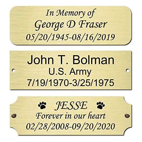 3" W x 1" H Personalized Custom Engraved Brushed Gold Solid Brass Plate Frame Name Label Art Tag for Frames with Adhesive Backing or Screws (Gold) Cover