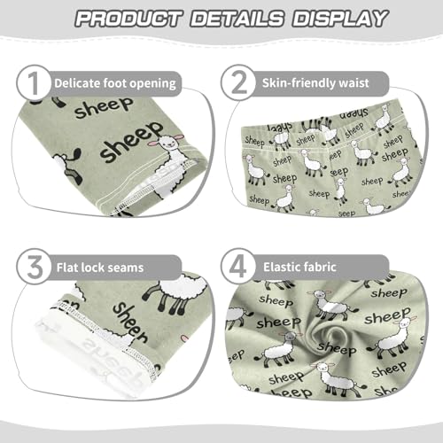 Sheep Word Pattern Girls Leggings Soft Comfortable Athletic Leggings Dancing Pants for 4-10 Years3